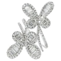 18k Weißgold 1,67ct natürlicher Diamant Doppelter Schmetterlingsring