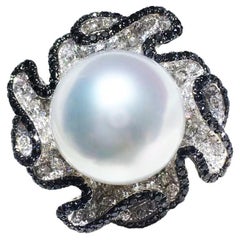 【Crown Radiance】Celestial Swirl Aurora South Sea Pearl Diamond Statement Ring