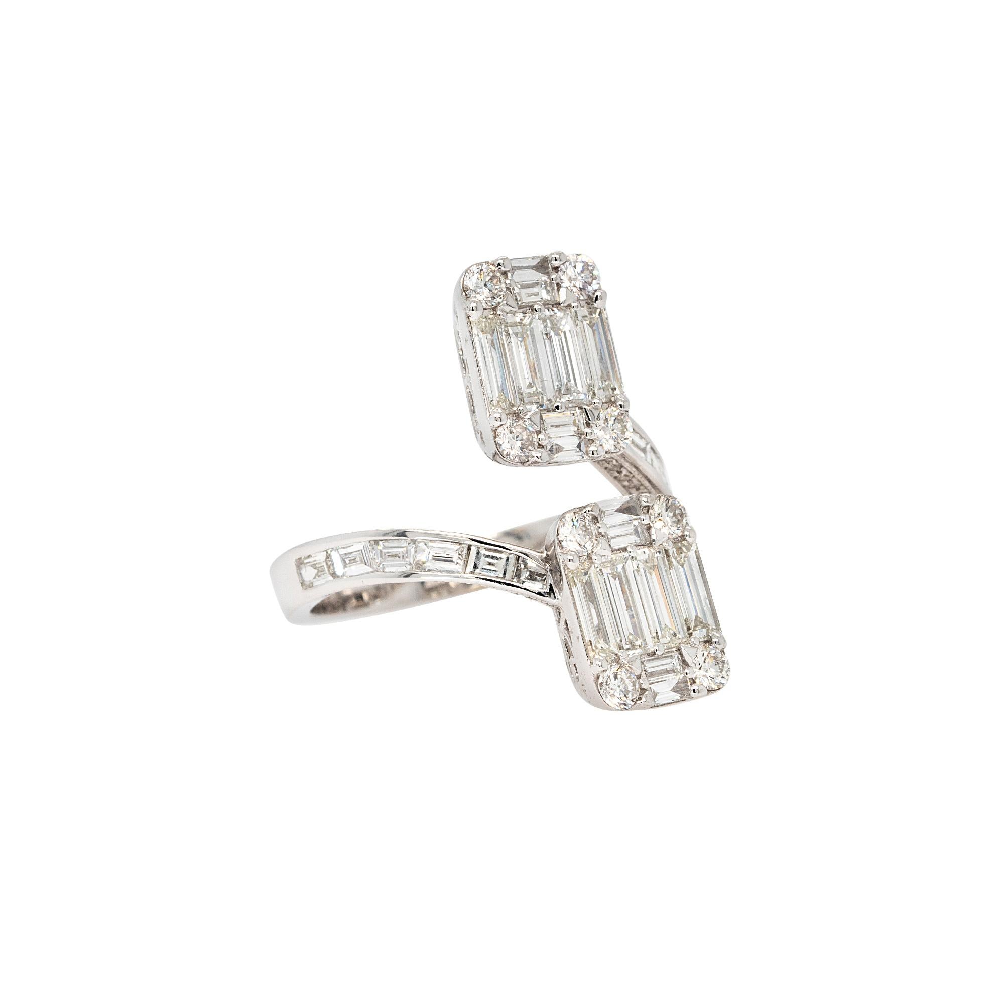 Diamond Details:
1.69ct Baguette Cut Natural Diamond
0.51ct Round Brilliant Natural Diamond
G Color VS Clarity
Ring Material: 18k White Gold
Ring Size: 6.5 (can be sized)
Measurements: 10.6mm x 7.9mm
Total Weight: 5.6g (3.6dwt)
This item comes with