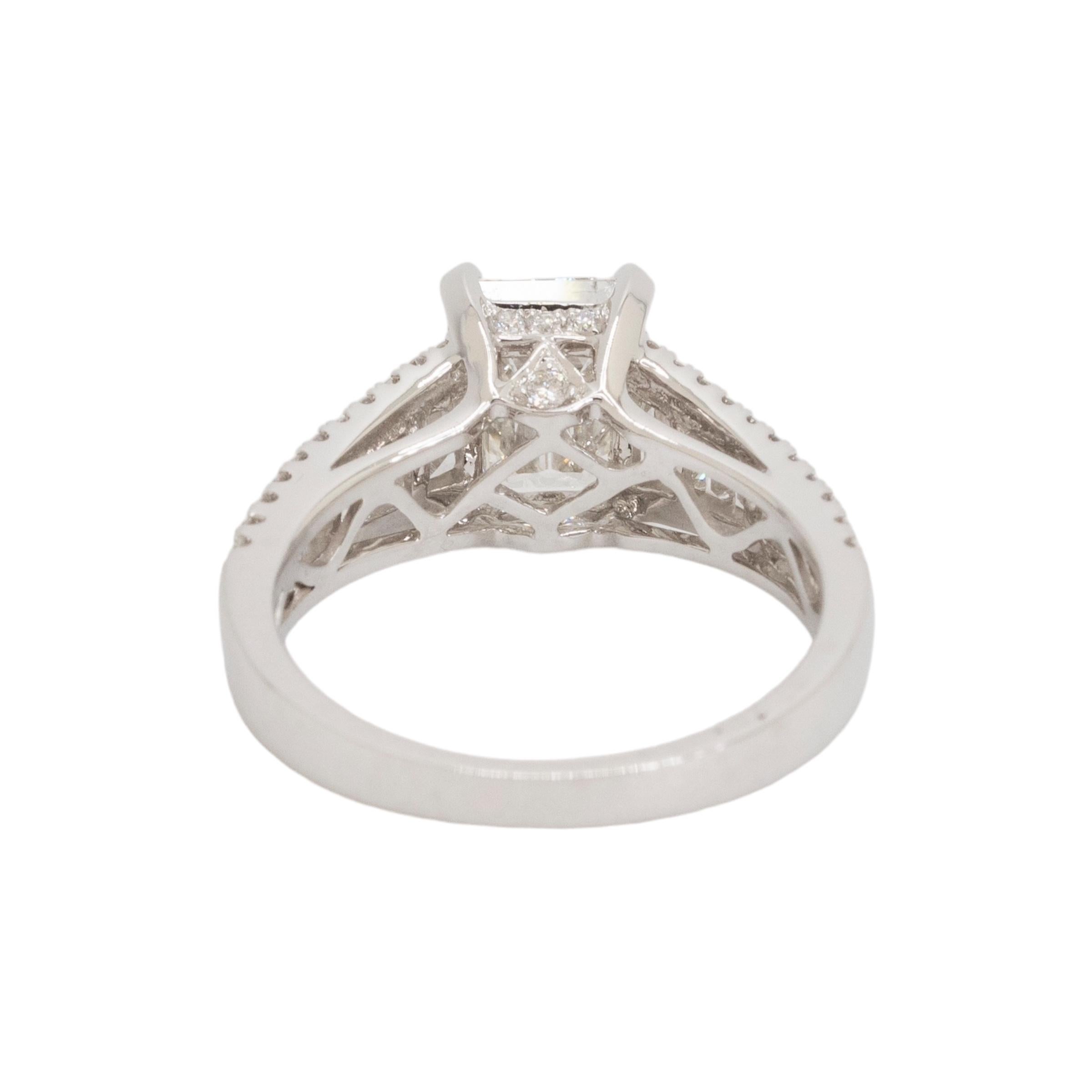 Taglio misto Anello di fidanzamento con diamante naturale taglio smeraldo in oro bianco 18k 1,69ct in vendita