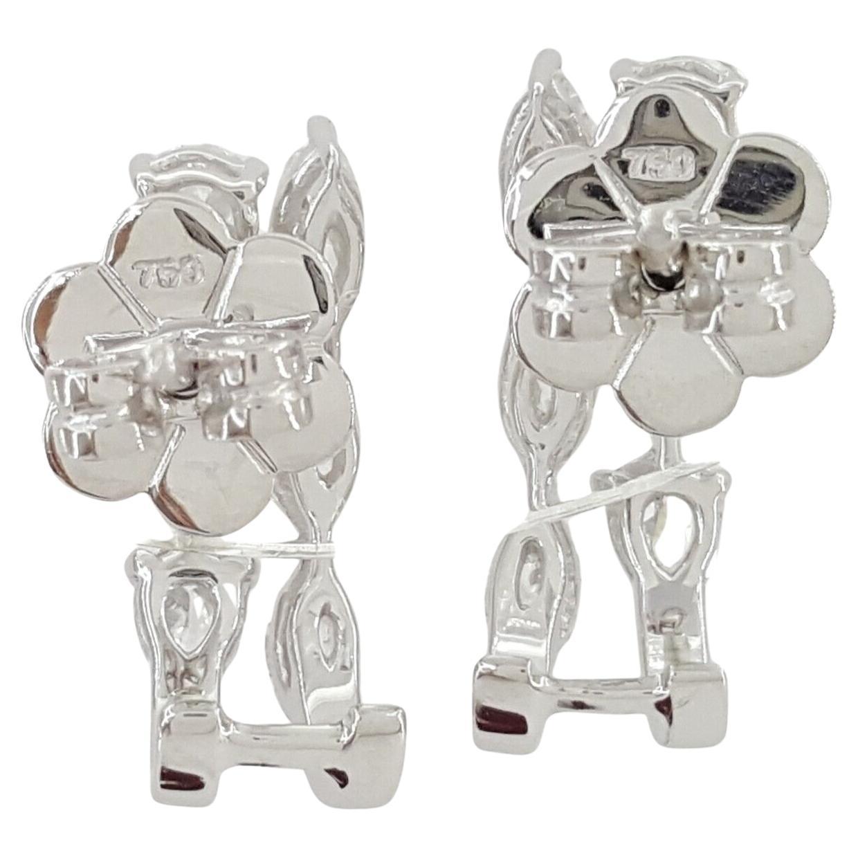 Contemporary 18K White Gold 1.7 ct Pear & Marquise Cut Diamond Drop Earrings For Sale