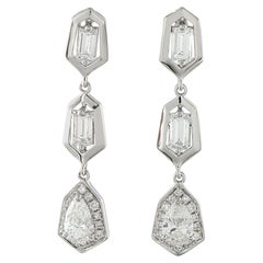 Pendientes de gota geométricos de oro blanco de 18 quilates y 1,70 ct de diamantes
