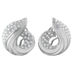 18K Weißgold 1,72ct Diamant gewirbelt Shell Clip-On Ohrringe MF31-011626