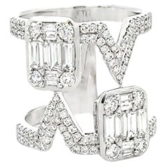 18k White Gold 1.72ctw Round Brilliant and Baguette Openwork Fashion Ring
