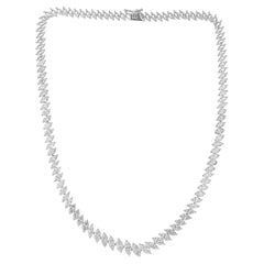 18K White Gold 17.58ct Natural Diamond Riviera Necklace, Formal Evening Gift Set