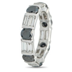 18K White Gold 1.75ct Diamond and 1.75ct Blue Diamond Ring