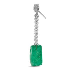 18K White Gold 1.75ct Diamond and Emerald Earrings MF04-021826