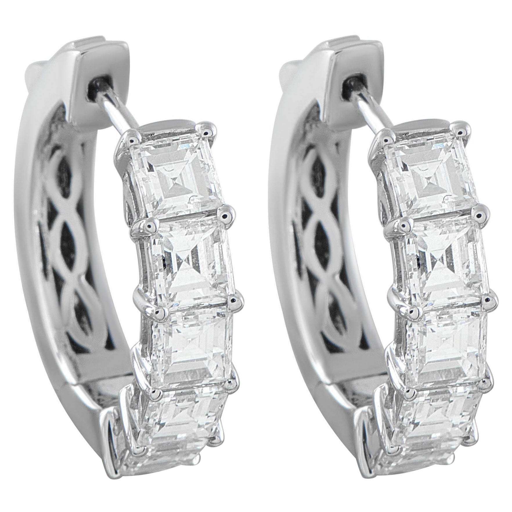 Pendientes de aro de oro blanco de 18 quilates con diamantes de 1,75 ct AER-16752-7 en venta