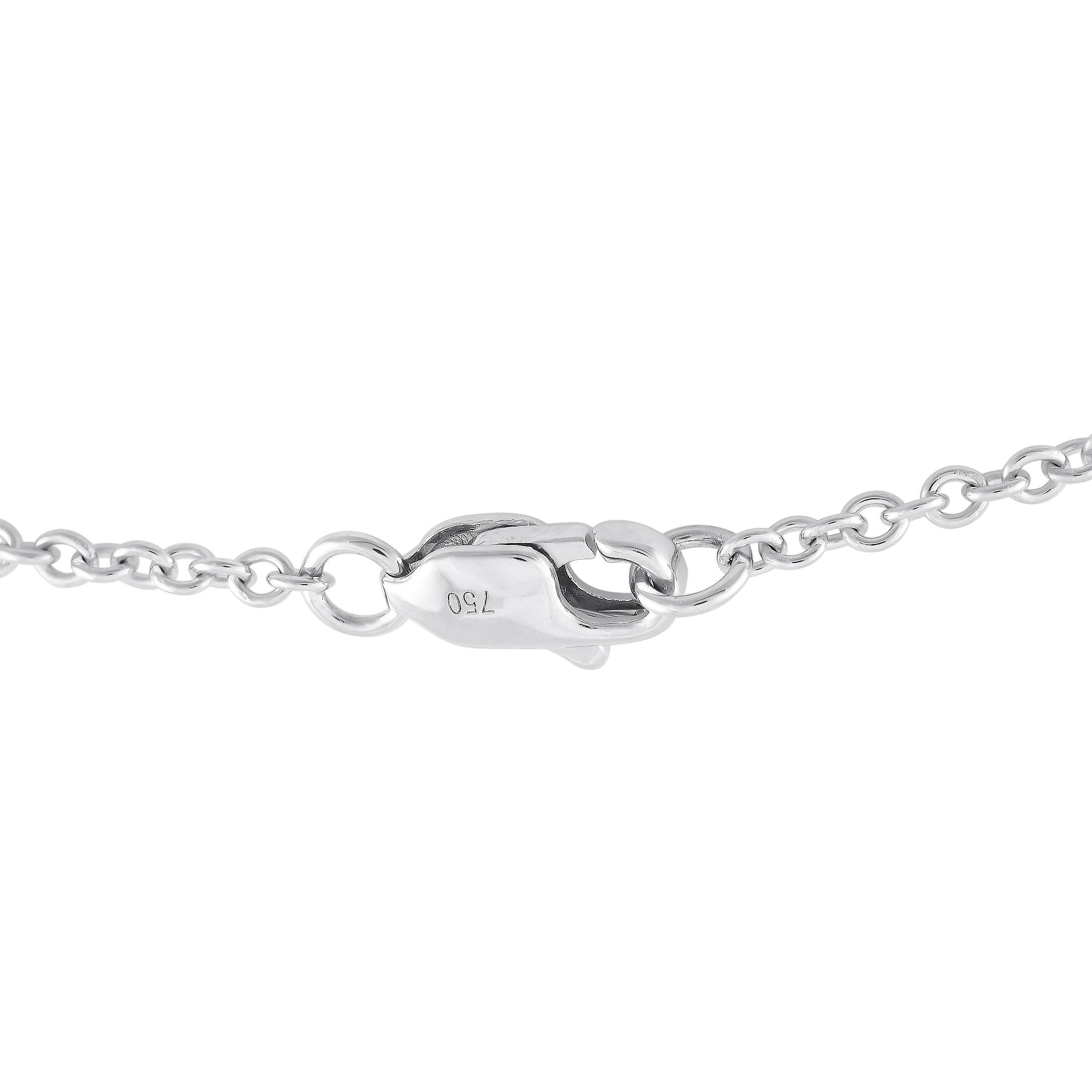 Round Cut 18K White Gold 1.75ct Diamond Necklace For Sale