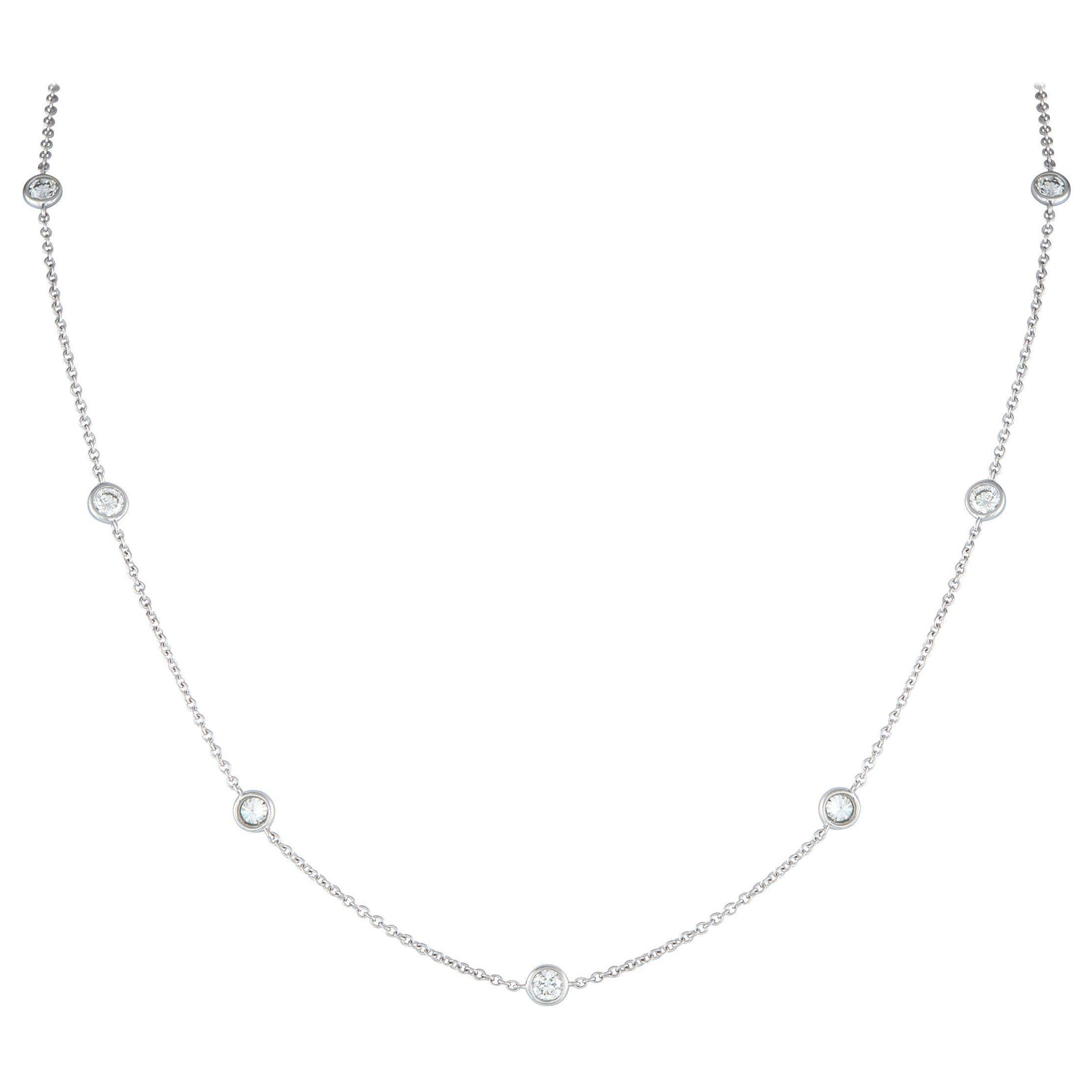 Collar de oro blanco de 18 quilates con estación de diamantes de 1,75 ct ANK-20144