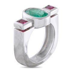 18K White Gold 1.75ct Emerald and Ruby Ring MF20-030226