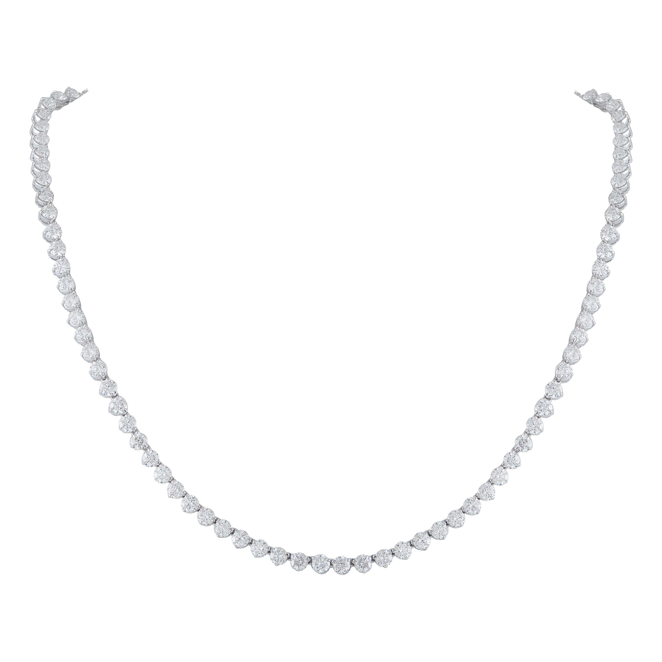 18K White Gold 17.76ct Diamond Tennis Necklace MF06-121025