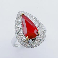 18K White Gold 1.78 CT Unheated Ruby Diamond Ring