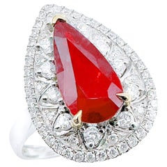 Bague en or blanc 18 carats 1,78 CT Rubis diamant non chauffé