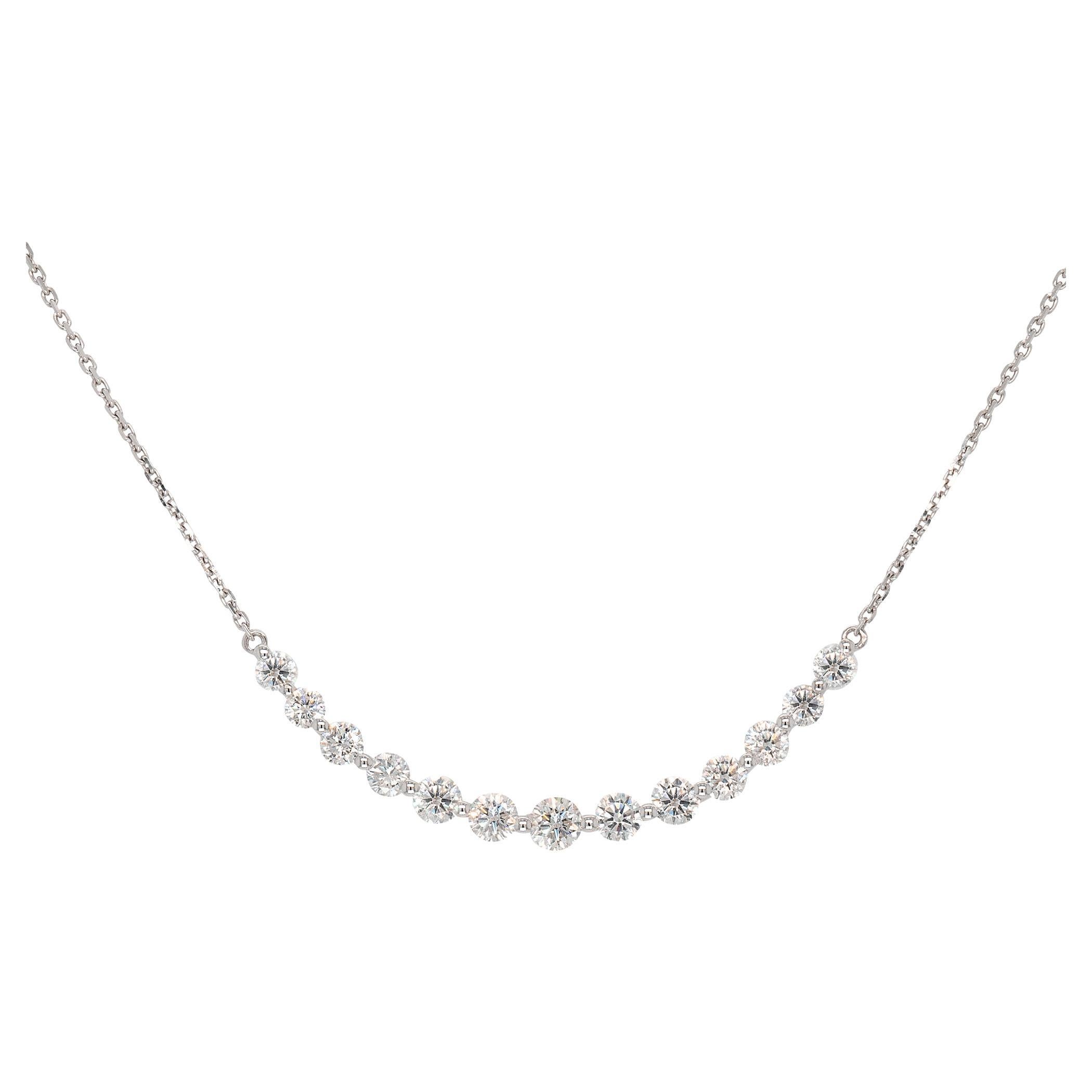 18k White Gold 1.78ct Round Brilliant Natural Diamond Pendant Necklace For Sale