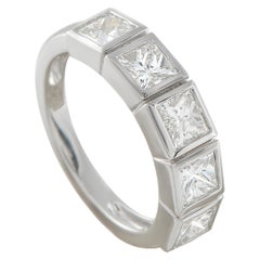 Bague 5 pierres en or blanc 18 carats 1,80 ct de diamant taille princesse ALR-19903