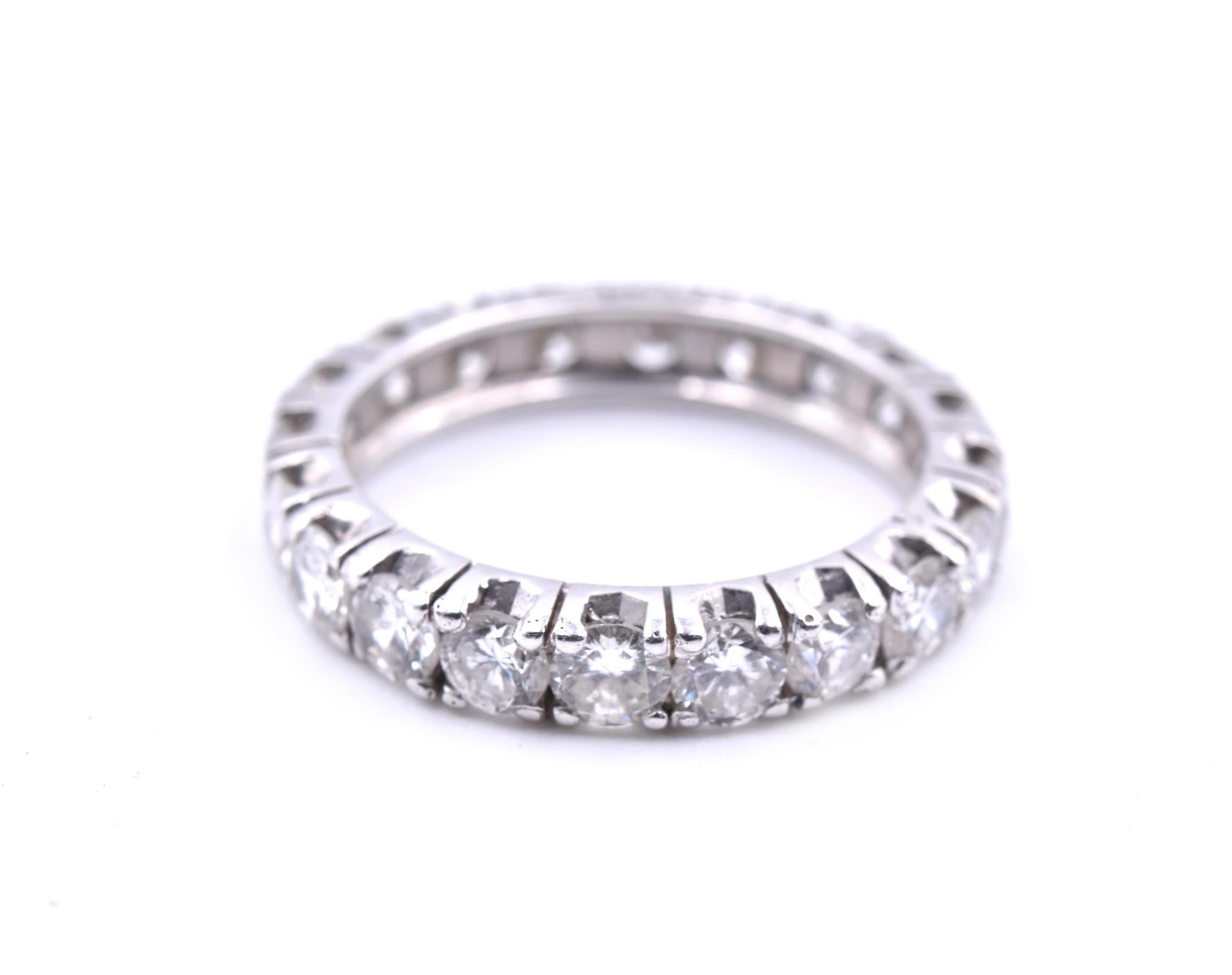 Round Cut 18 Karat White Gold 1.80 Carat Diamond Eternity Band