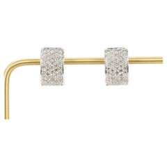 18K White Gold 1.82 CTW Diamond Huggie Hoop Earrings
