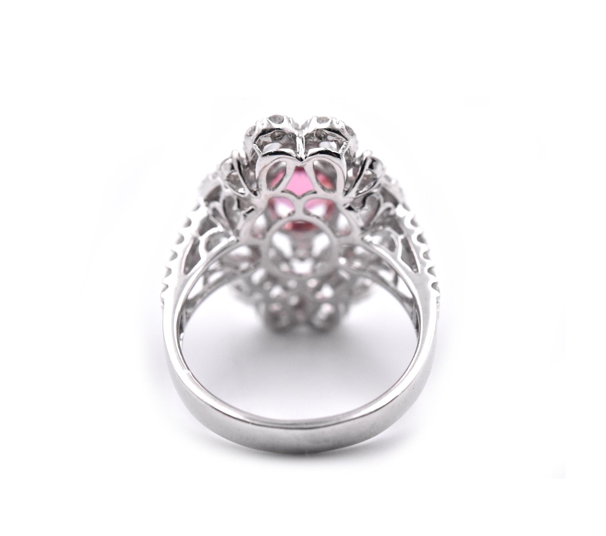 18 Karat White Gold 1.84 Carat Pink Tourmaline and Diamond Ring In Excellent Condition In Scottsdale, AZ