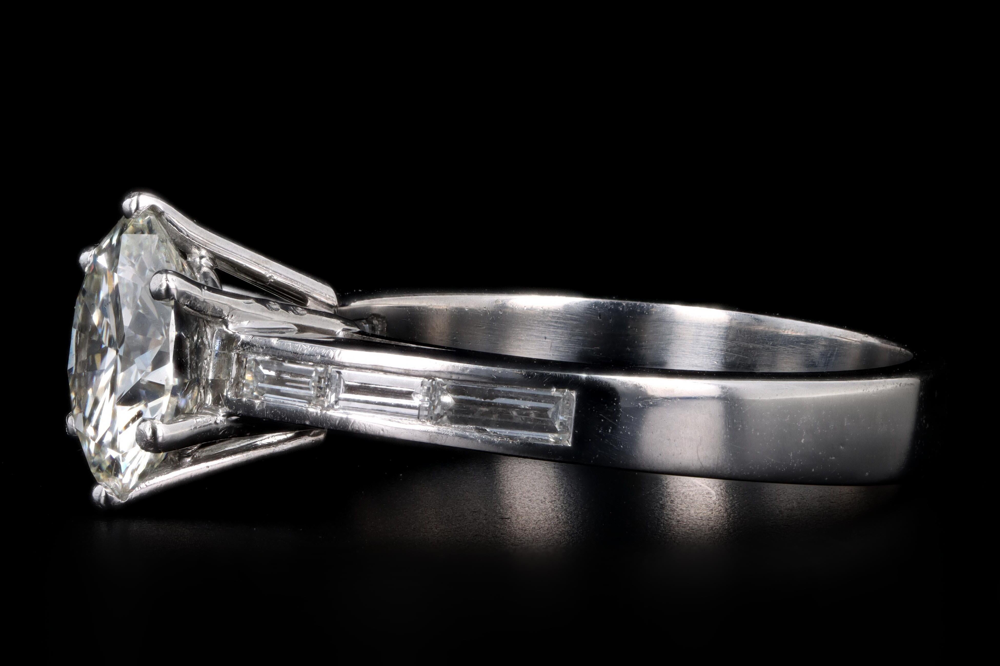 Round Cut 18K White Gold 1.85 Carat Round Brilliant Diamond Engagement Ring