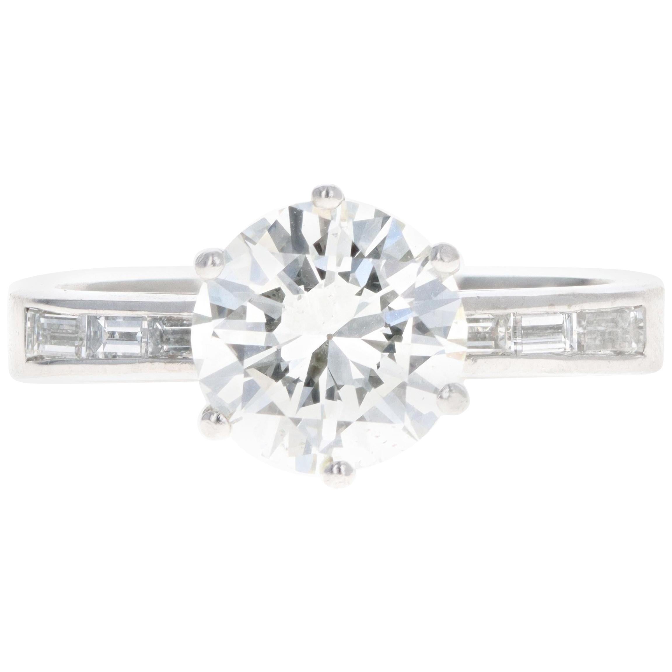 18K White Gold 1.85 Carat Round Brilliant Diamond Engagement Ring