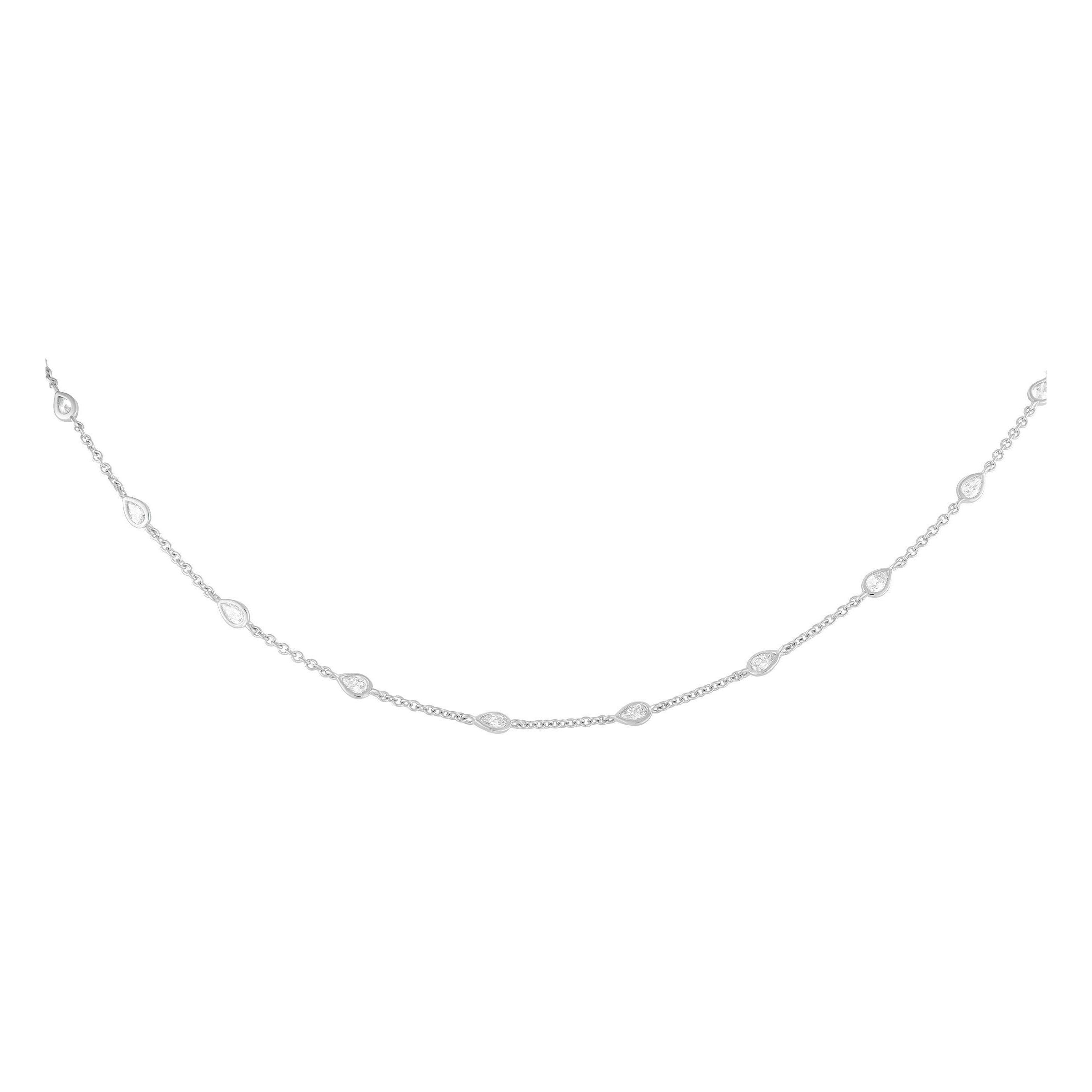 Collar de oro blanco de 18 quilates con estación de diamantes de 1,85 ct ANK-20415-1
