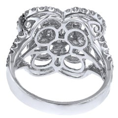 18 Karat White Gold 1.86 Carat Diamond Flower Petal Ring