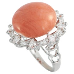 18K Weißgold 1,87ct Diamant und Koralle Ring MF03-050126