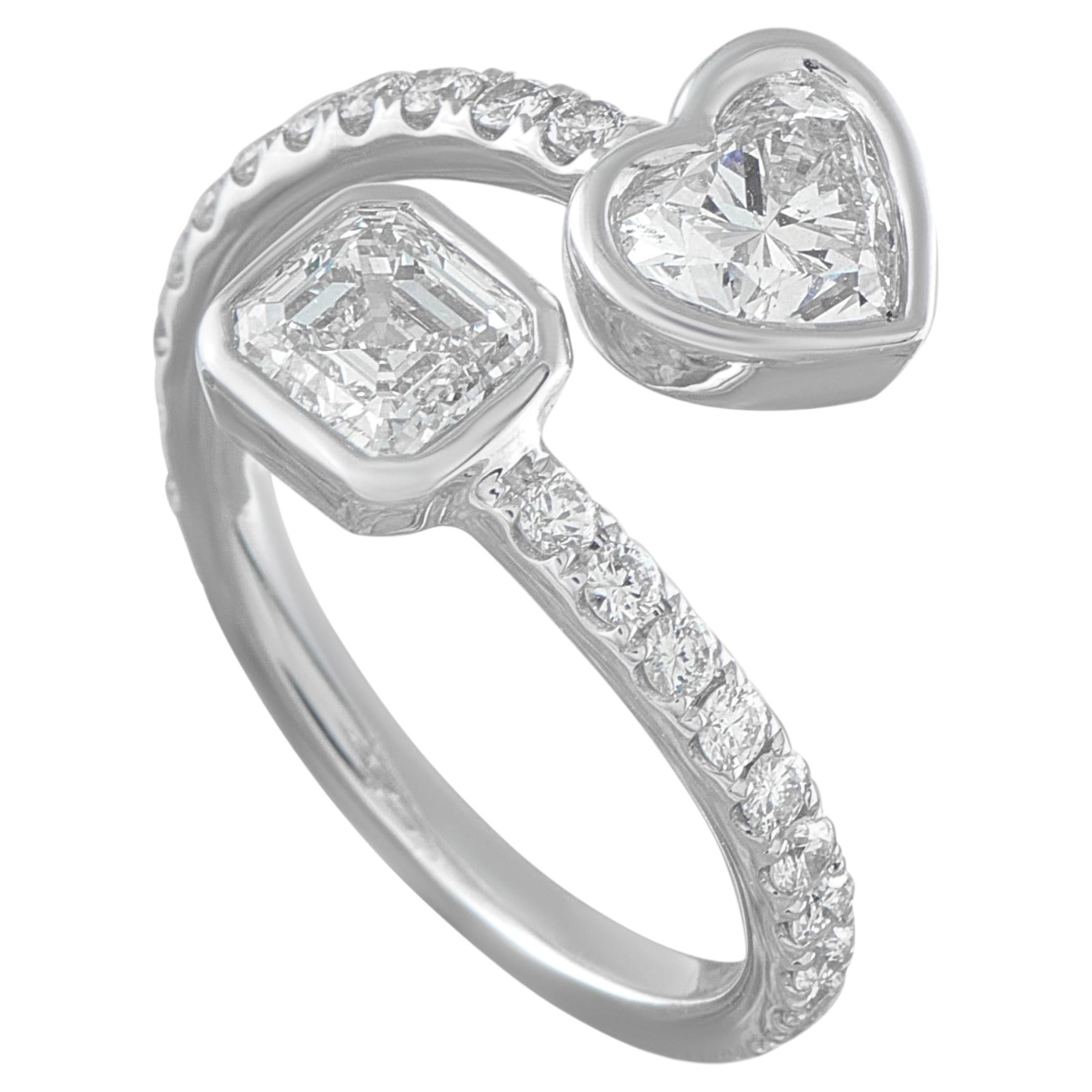 Bague bypass en or blanc 18 carats 1,87 ct de diamant ALR-19079