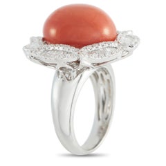 18K White Gold 1.89ct Diamond and Coral Ring MF24-031726