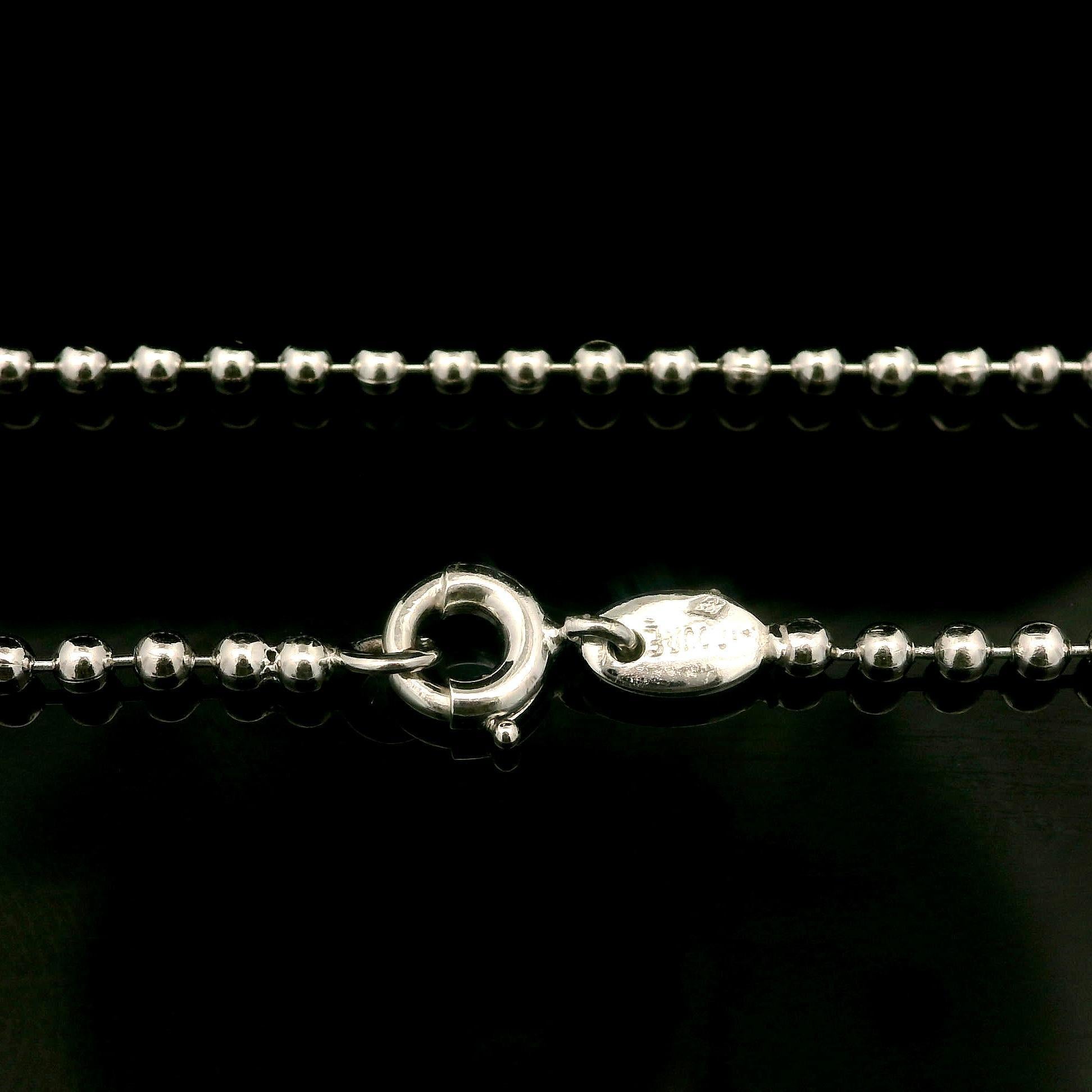 Taglio brillante Collana con catena a sfere Lariat regolabile in oro bianco 18k con diamante da 0,18 ct. in vendita