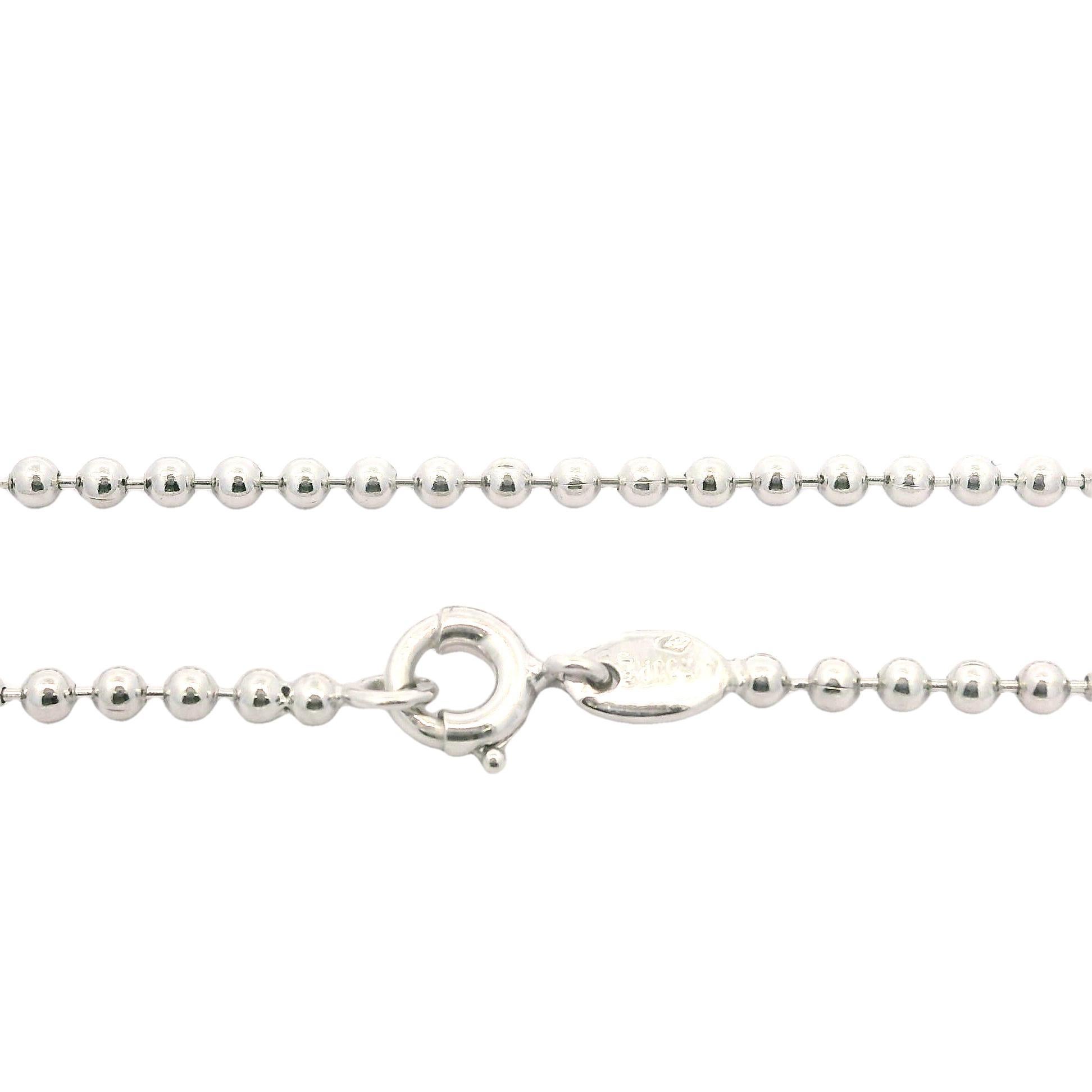 Collana con catena a sfere Lariat regolabile in oro bianco 18k con diamante da 0,18 ct. in vendita 3