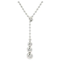 Collar de cadena de bolas ajustable con diamantes de 0,18 quilates en oro blanco de 18 quilates