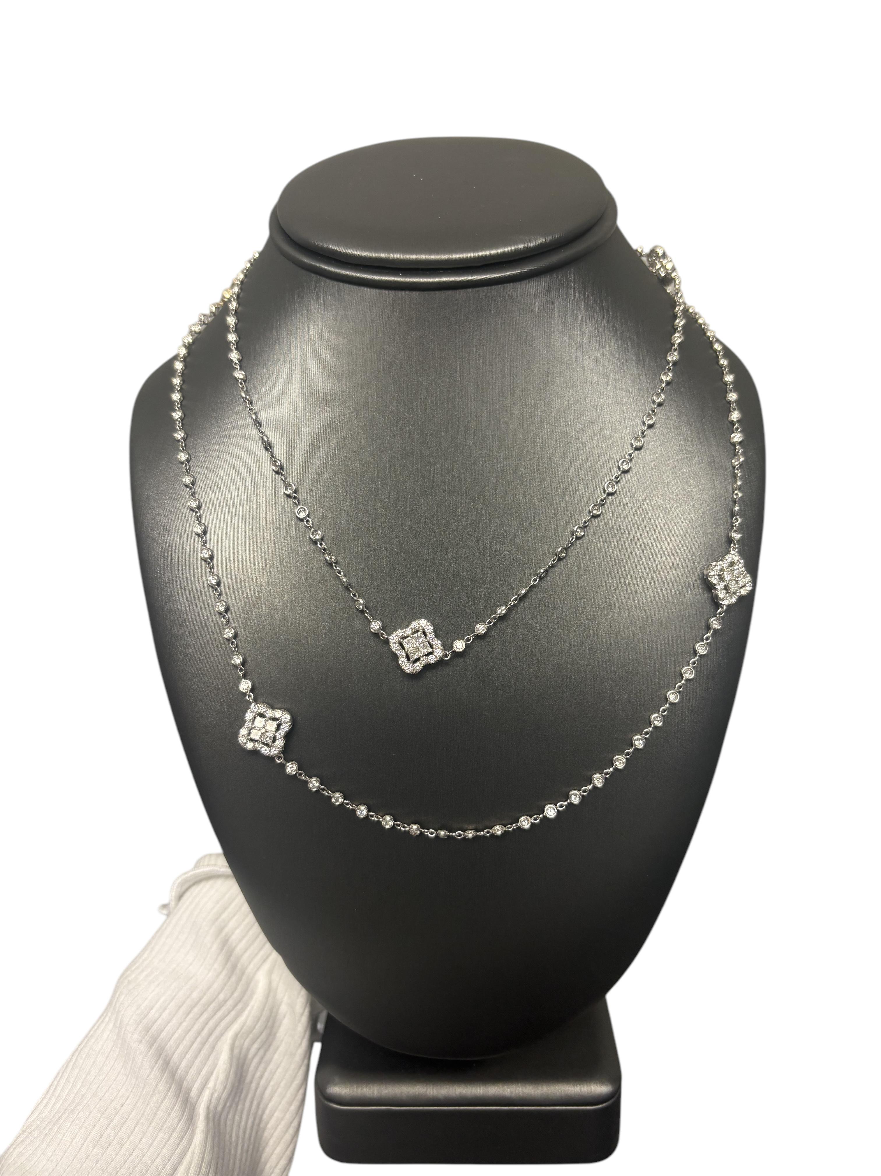 Collana Multi Clovers con diamanti in oro bianco 18 ct. in vendita 5