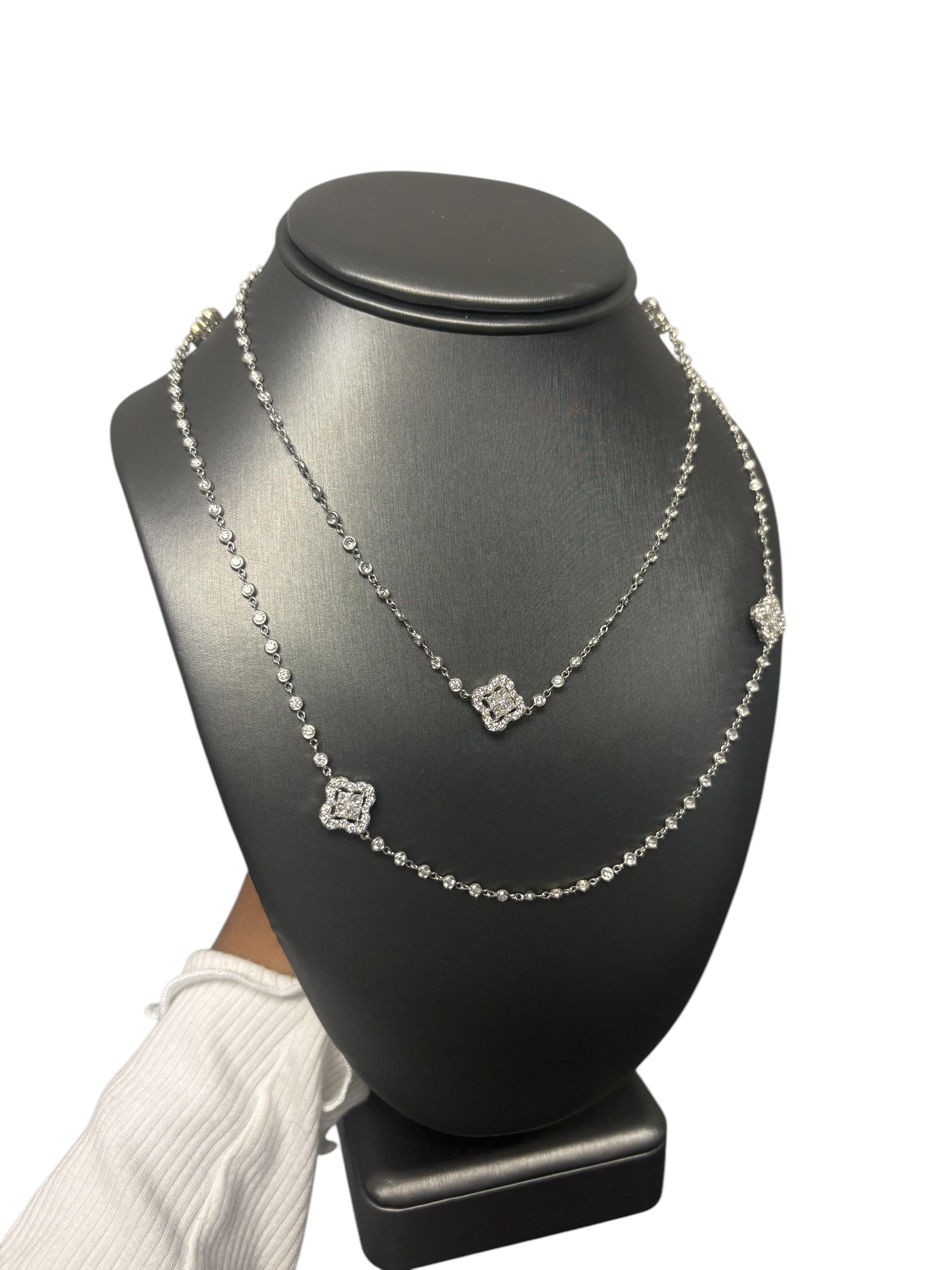 Collana Multi Clovers con diamanti in oro bianco 18 ct. in vendita 6