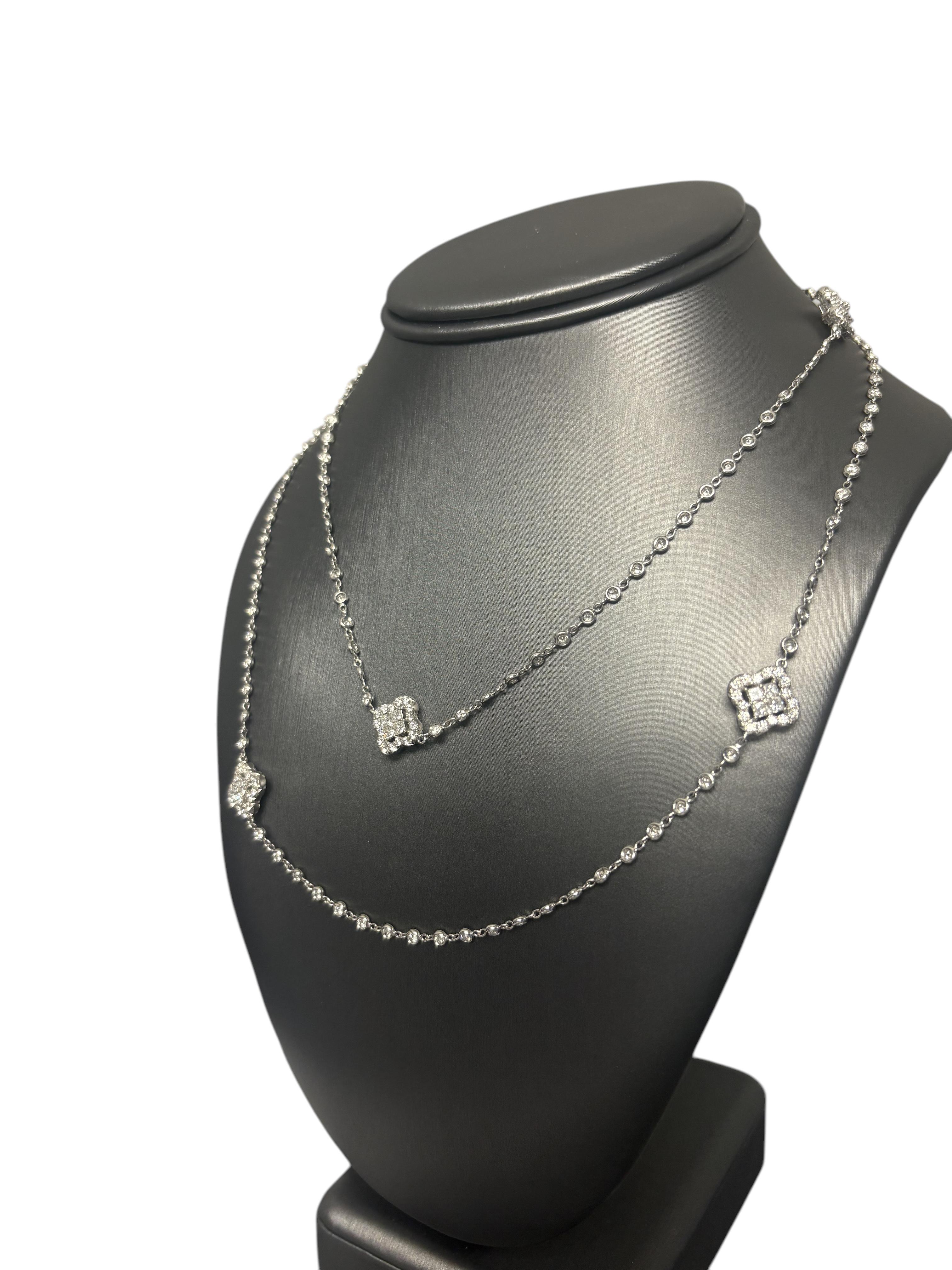 Collana Multi Clovers con diamanti in oro bianco 18 ct. in vendita 7