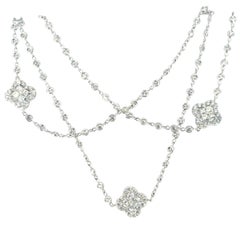 18k White Gold 18ctw Diamond Multi Clovers Necklace