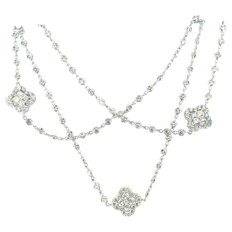 Modern Multi Sapphire Diamond White Gold Necklace for Her For Sale at ...