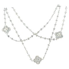 18k White Gold 18ctw Diamond Multi Clovers Necklace