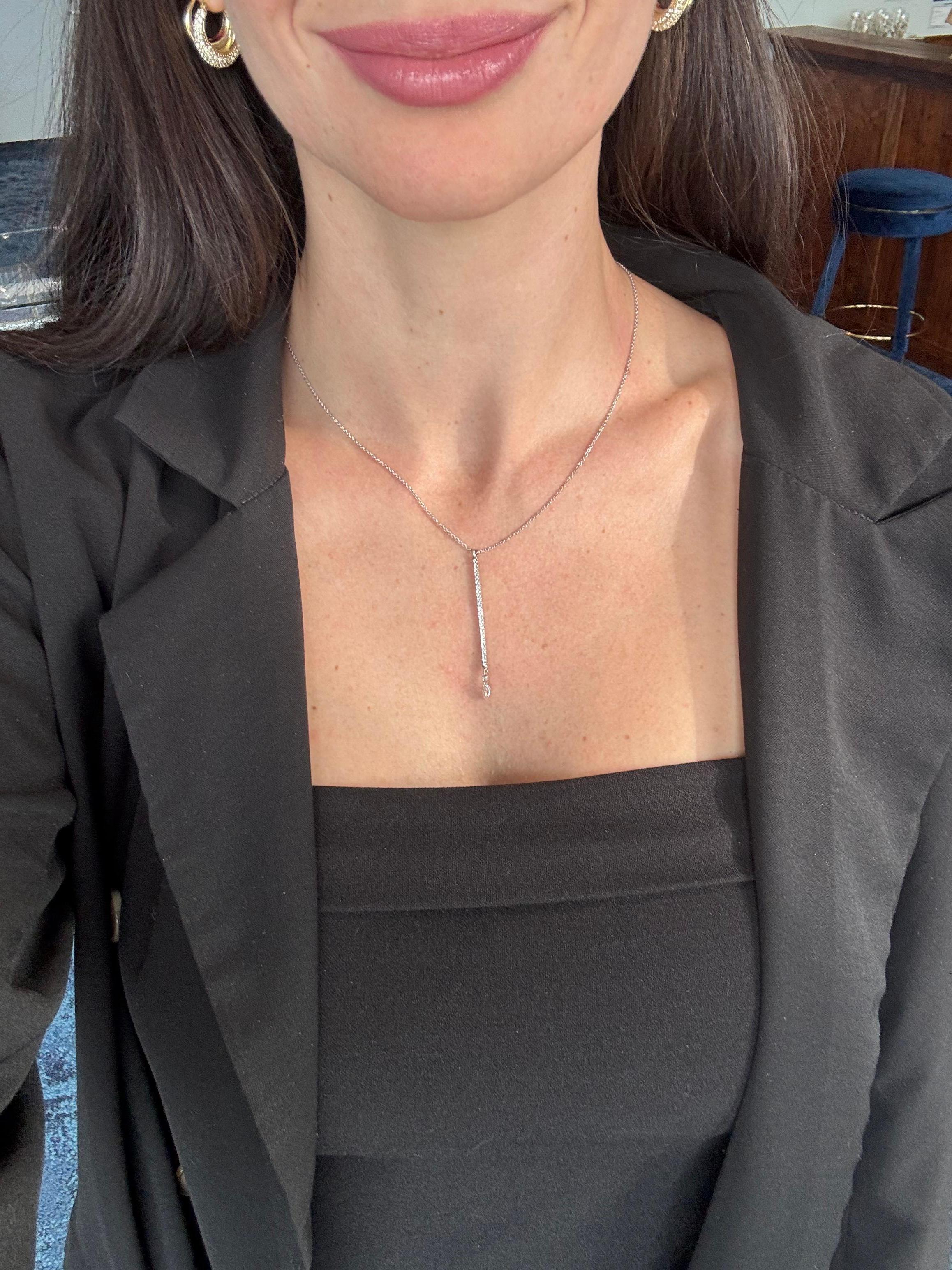 Mouvement esthétique Collier à barrettes en or blanc 18K / or jaune 18K et platine pavé de diamants en vente