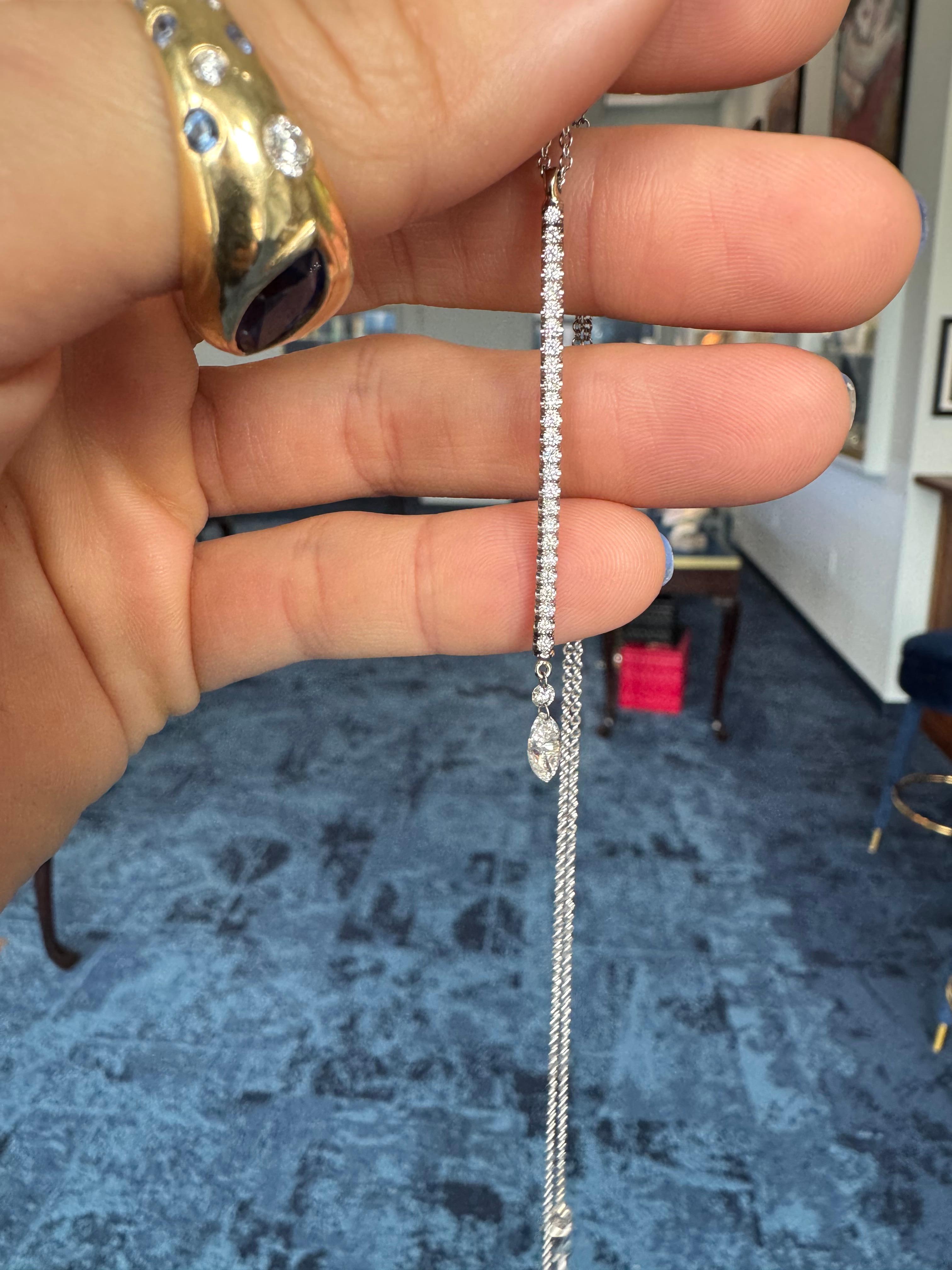 Collier à barrettes en or blanc 18K / or jaune 18K et platine pavé de diamants Neuf - En vente à Virginia Beach, VA