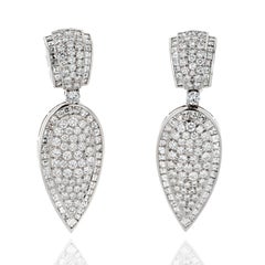 18k White Gold 19 Carat Diamond Tear Drop Clip on Earrings