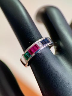 18K White Gold 1.90ct Baguette Multi-Stone & 0.05ct Diamond Channel Band Ring