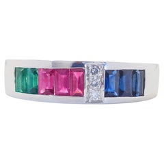 18K White Gold 1.90ct Baguette Multi-Stone & 0.05ct Diamond Channel Band Ring