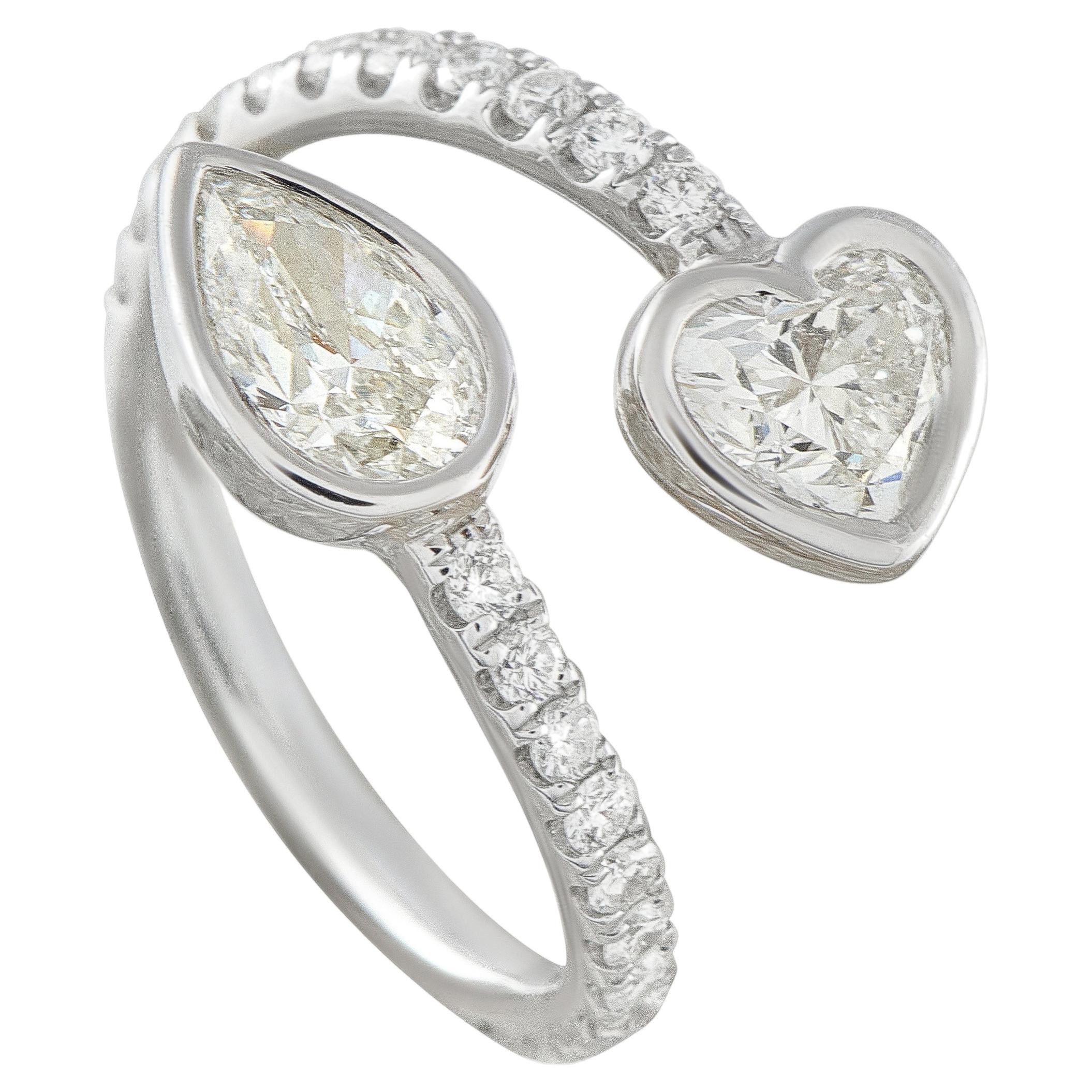 Bague bypass en or blanc 18 carats 1,90 ct de diamant ALR-19077 en vente