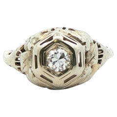 18k White Gold 1925 Antique Art Deco Diamond Ring