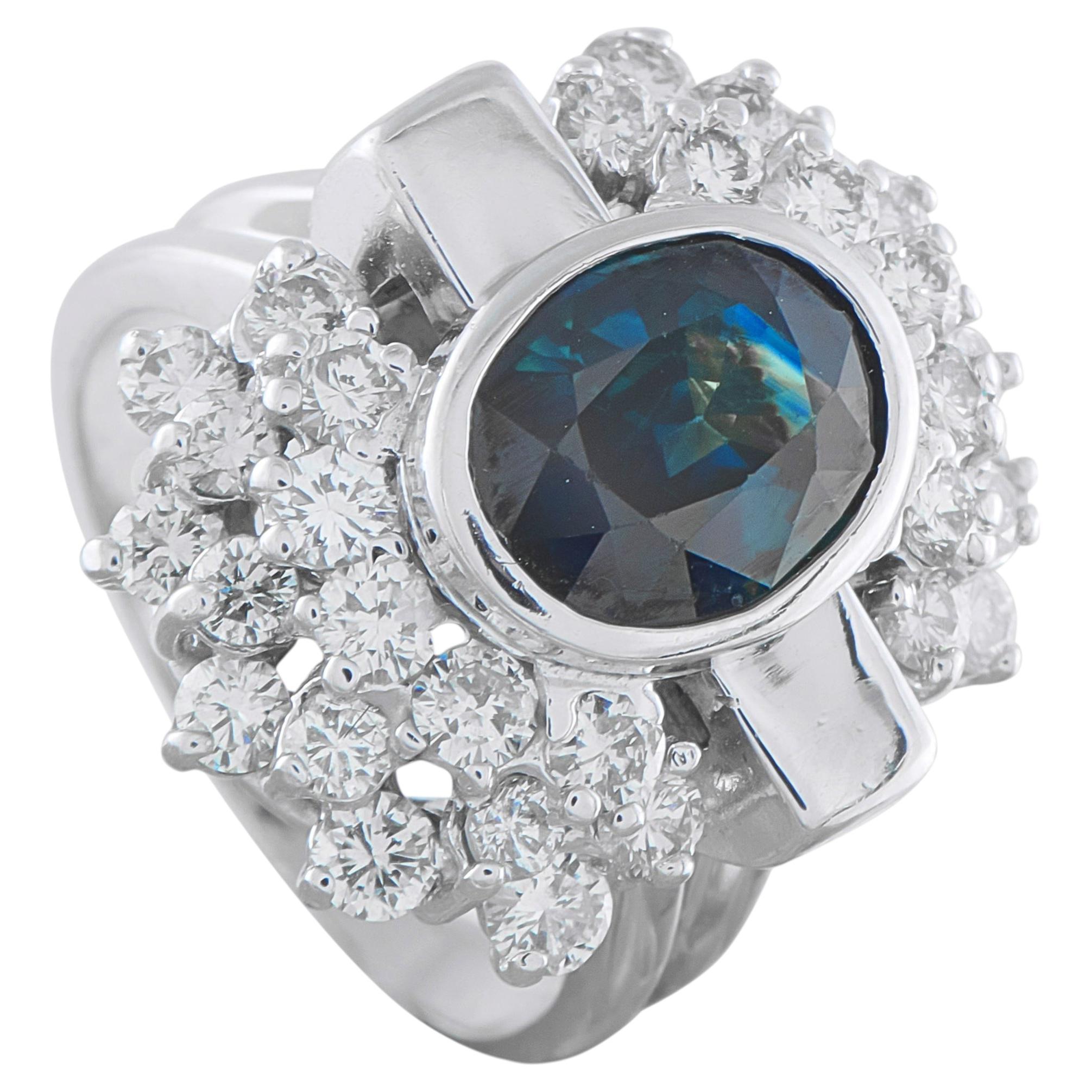 18K White Gold 1.92ct Diamond and Sapphire Ring MF29-030226 For Sale