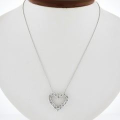 18k White Gold 1.92ctw Large Diamond Open Slide Heart Pendant on 16" Bead Chain