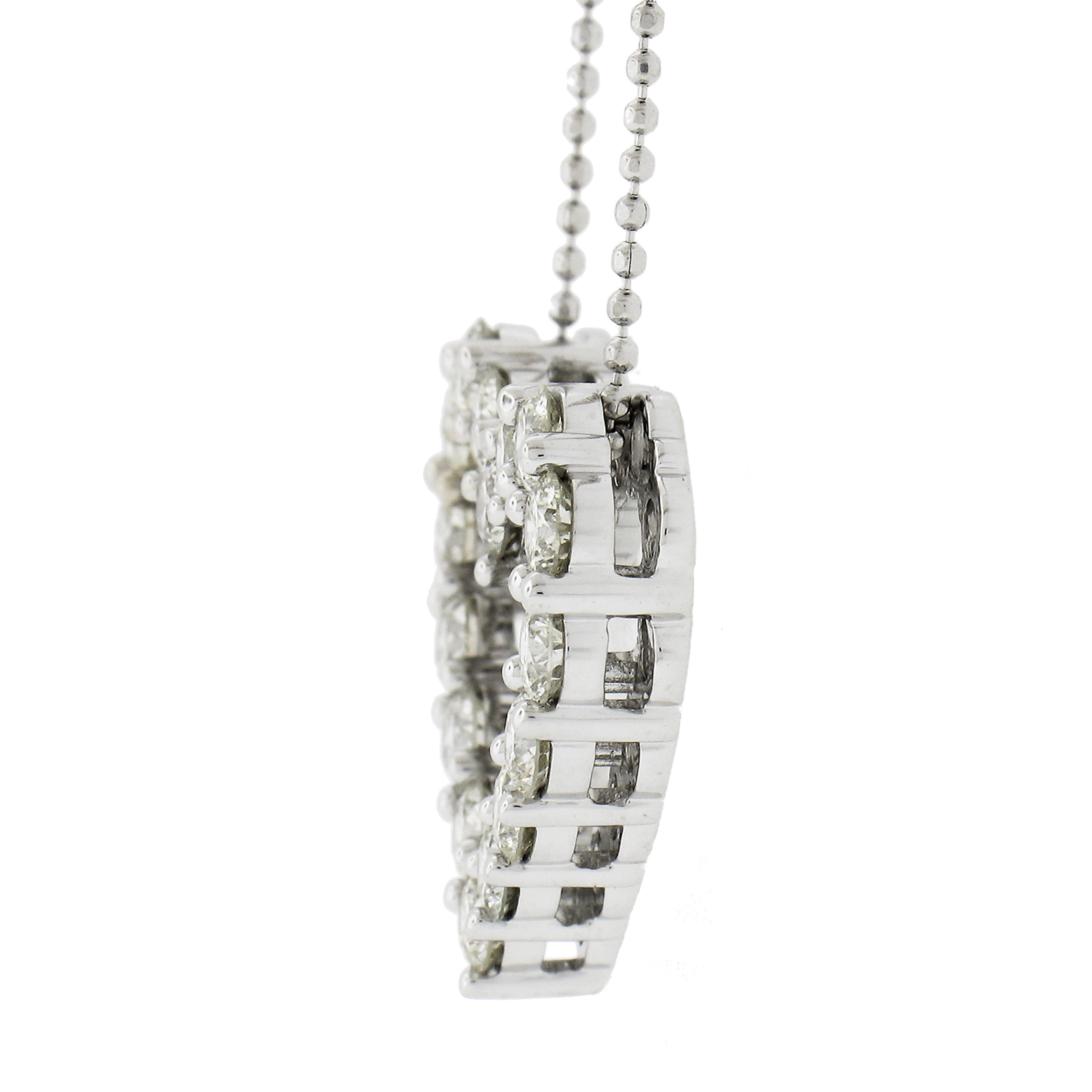 18k White Gold 1.92ctw Large Diamond Open Slide Heart Pendant on 16