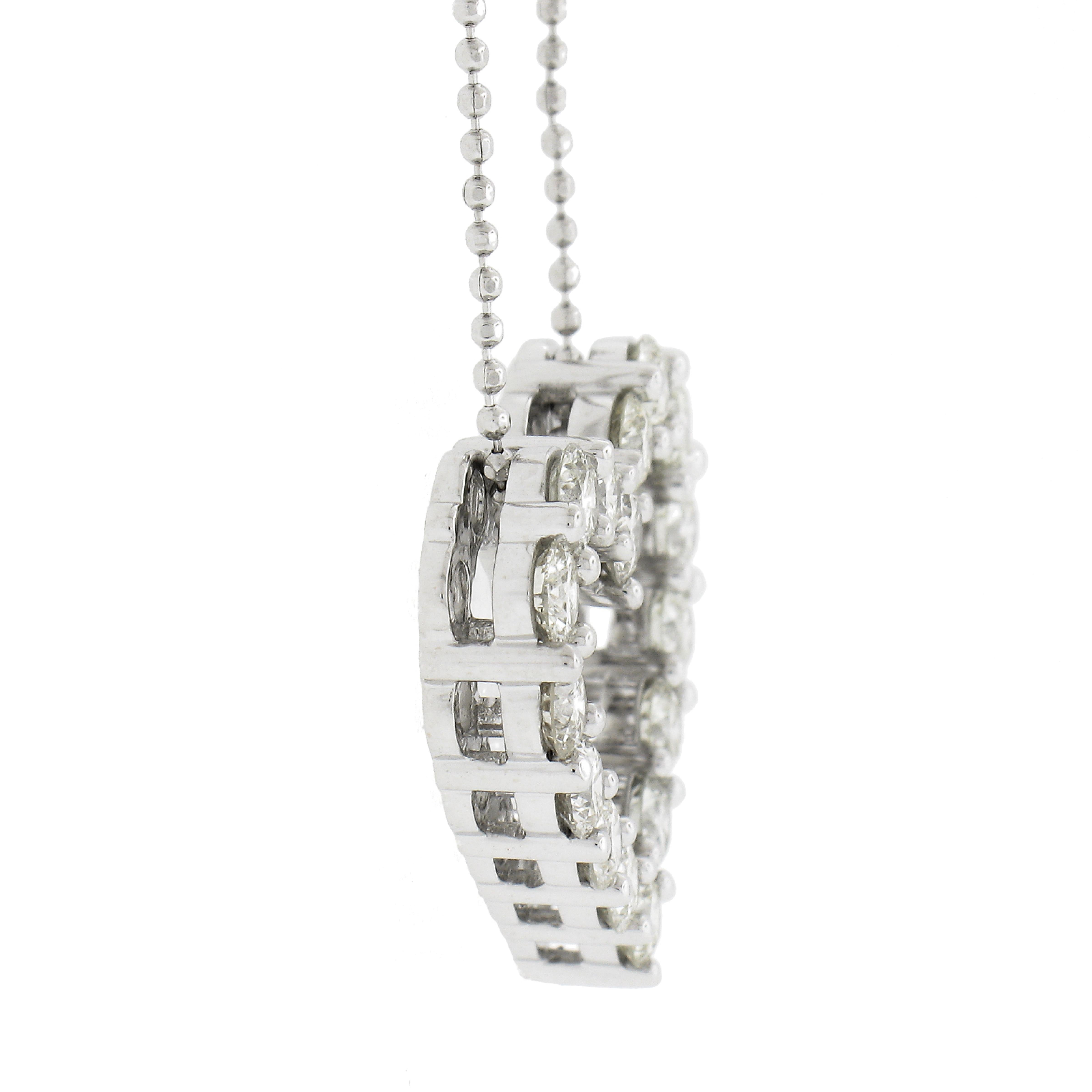 Women's 18k White Gold 1.92ctw Large Diamond Open Slide Heart Pendant on 16